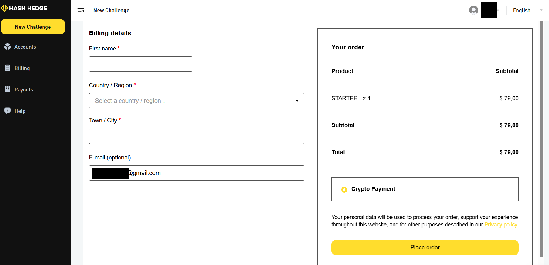 hash hedge payment interface